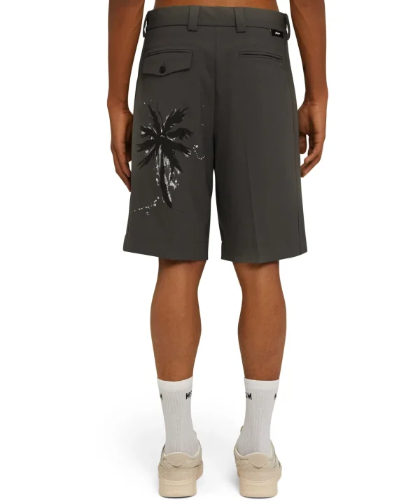 MSGM Bermuda Tailoring In Fresco Lana Con Stampa Artigianale "Pineapple" Dark Grey Best