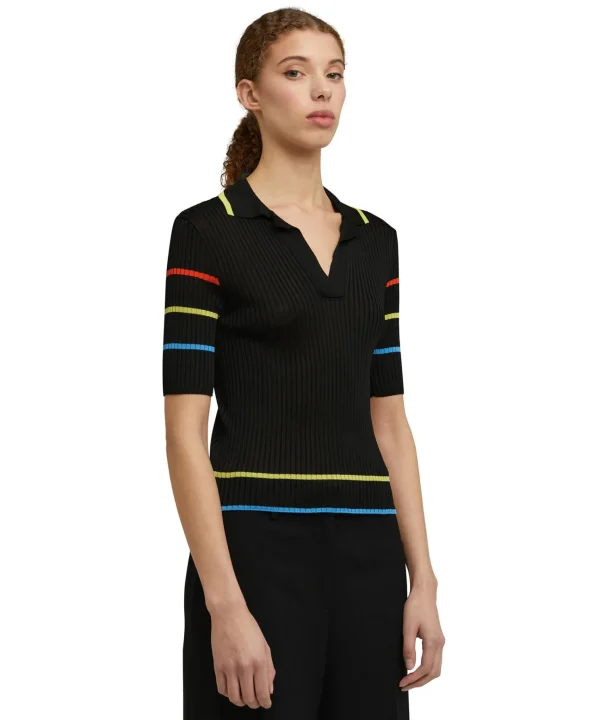 MSGM Blusa A Polo In Maglia Di Viscosa Black Online