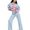 MSGM Blusa Girocollo In Mesh Con Stampa "Trompe L'Oleil Lace" Pink Cheap