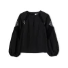 MSGM Blusa In Cotone Popeline Sartoriale Con Dettagli A Rete Black Online