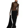 MSGM Blusa Turtle Neck A Rete In Cotone Tinta Unita Black Flash Sale