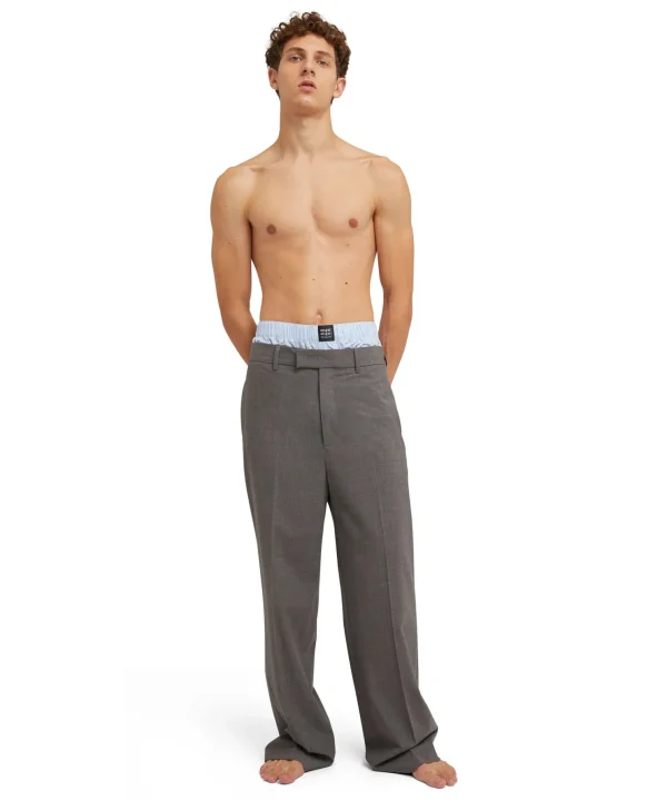 MSGM Boxer In Cotone Tina Unita Con Etichetta "!" Light Blue Cheap