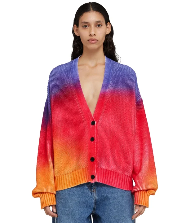 MSGM Cardigan In Cotone Tie Dye Grey Fashion