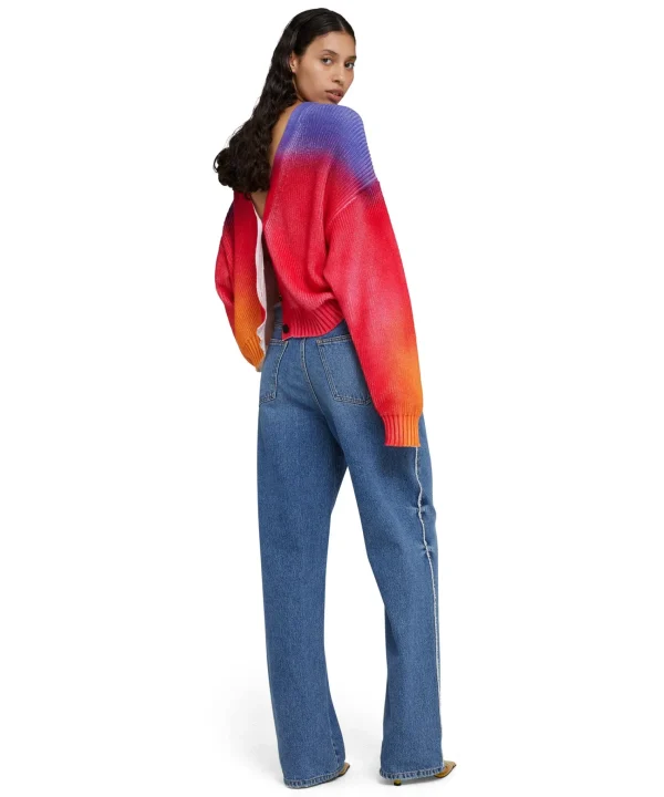 MSGM Cardigan In Cotone Tie Dye Grey Fashion
