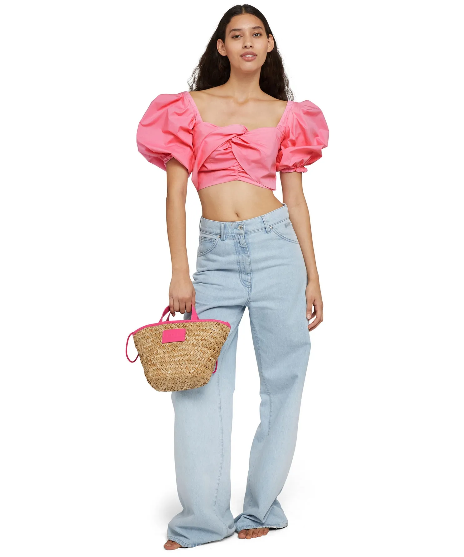 crop_top_in_cotone_con_ma_0.webp MSGM Crop Top In Cotone Con Maniche A Sbuffo Pink Cheap