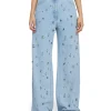 MSGM Denim Taglio Straight Con Dettagli Gioiello Applicati Blue Sale