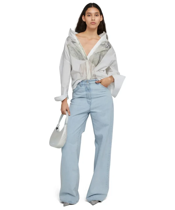 MSGM Denim Taglio Straight Tinta Unita Blue Shop