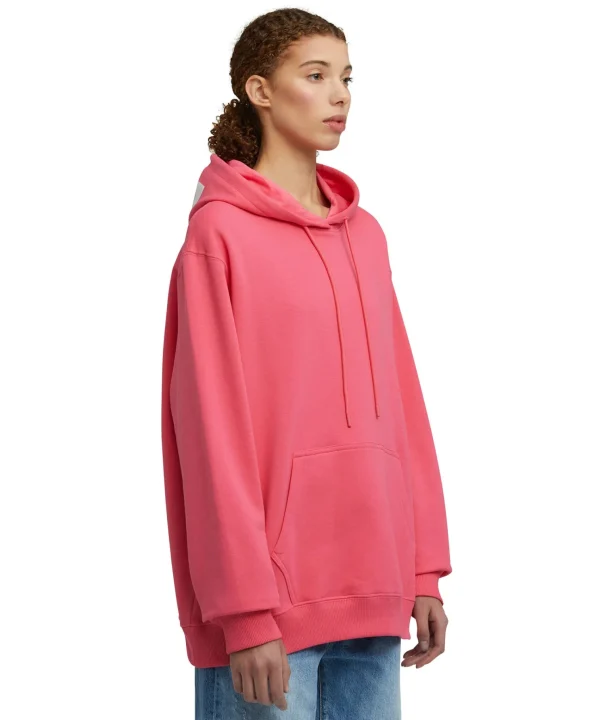 MSGM Felpa Con Cappuccio In Cotone Tinta Unita Con Logo Fucsia New
