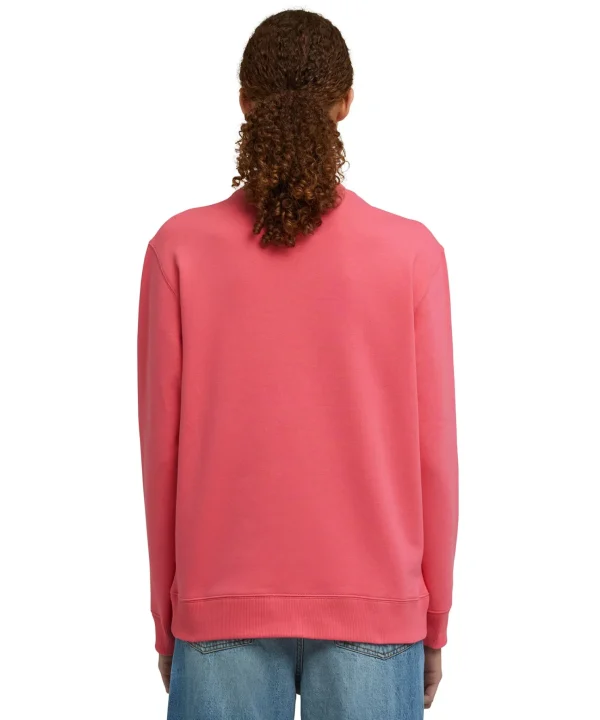 MSGM Felpa Girocollo In Cotone Tinta Unita Con Logo Fucsia Flash Sale