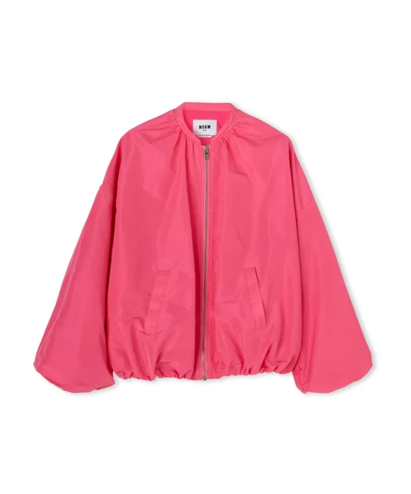 MSGM Giacca In Taffeta Con Maniche A Palloncino Dark Pink Clearance