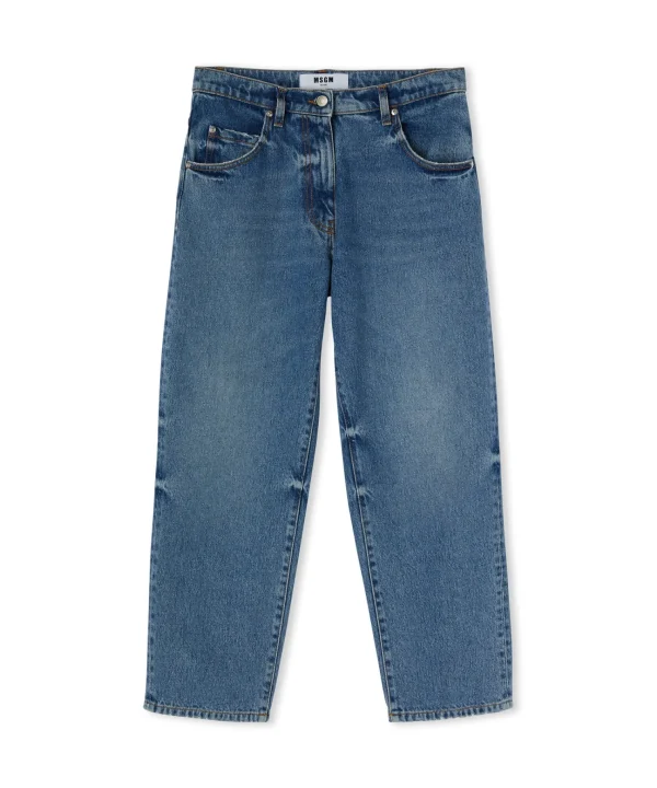 MSGM Jeans A Gamba Dritta In Tinta Unita Blue Hot