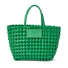 MSGM Mini Basket Net Bag Con Mini Pouch Corredata In Ecopelle Green Hot