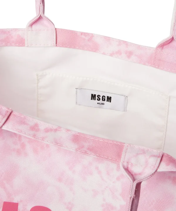 MSGM Mini Country Bag Con Stampa "Trompe L'Oeil Lace" Pink Best Sale
