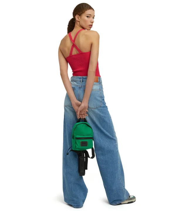 MSGM Mini Zaino In Nylon Signature Green New