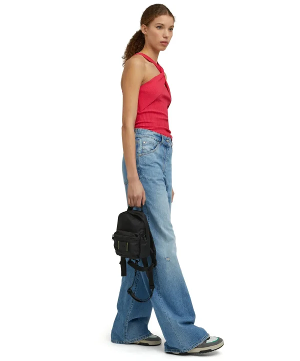 MSGM Mini Zaino In Nylon Signature Black Cheap