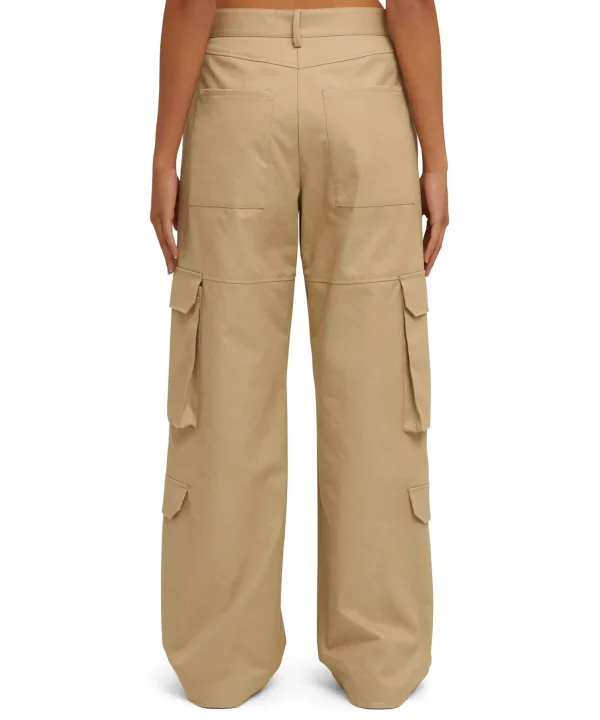 MSGM Pantalone Cargo A Gamba Dritta In Cotone Tinta Unita Beige Online