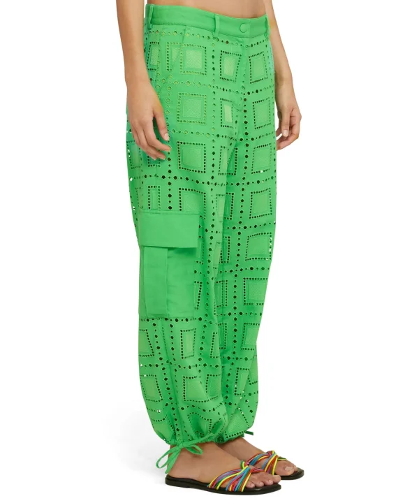 MSGM Pantalone Cargo In Cotone Sangallo Tinta Unita Green Clearance