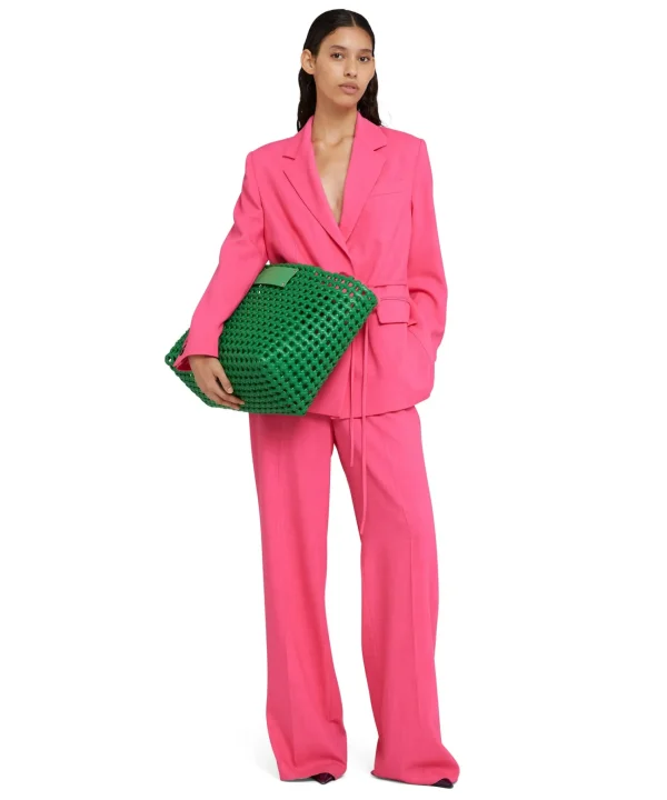 MSGM Pantaloni Tailoring A Gamba Dritta In Viscosa Grezza Dark Pink Sale