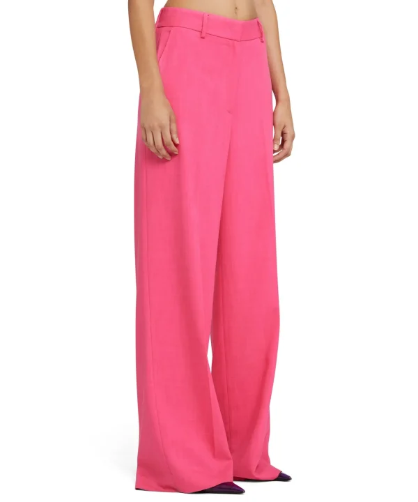 MSGM Pantaloni Tailoring A Gamba Dritta In Viscosa Grezza Dark Pink Sale