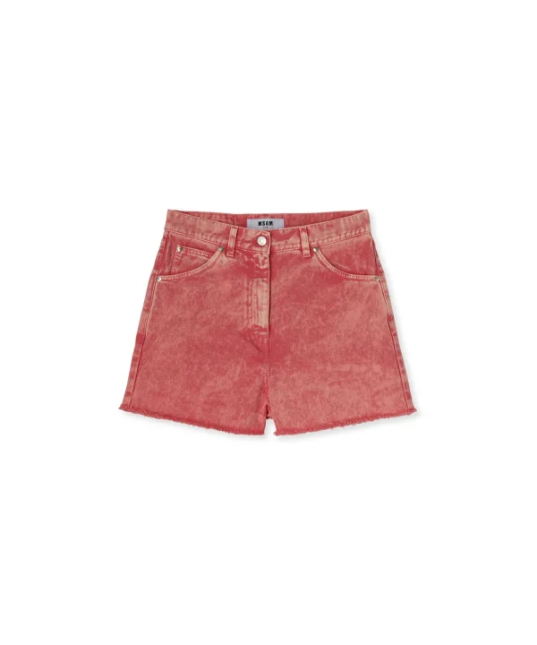 MSGM Shorts In Bull Con Effetto "Marble" Lillac Hot