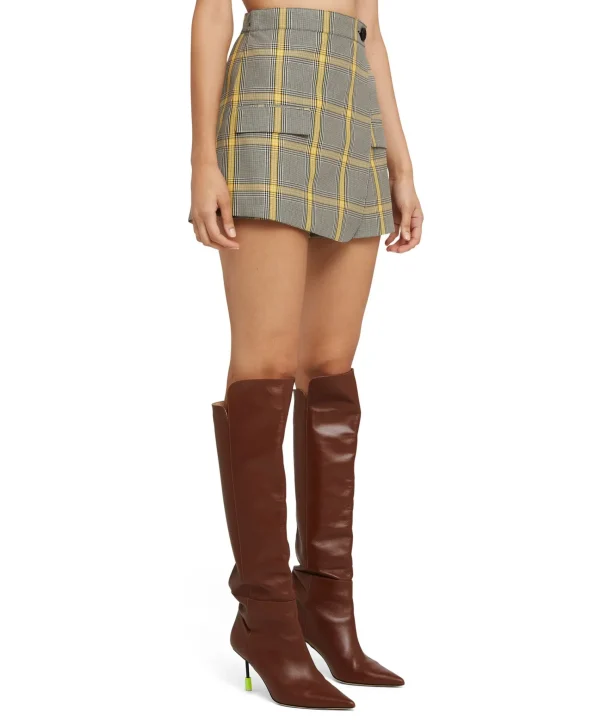 MSGM Skort In Prince Of Wales Con Design A Portafoglio Lemon Yellow Cheap