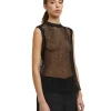 MSGM Top Girocollo A Rete In Cotone Tinta Unita Black Store