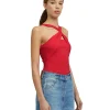 MSGM Top Incorciato In Viscosa Elasticizzata A Coste Fucsia Best Sale
