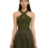 MSGM Top Incorciato In Viscosa Elasticizzata A Coste Military Green Sale