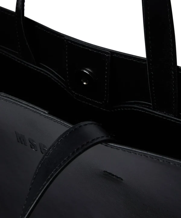 MSGM Tote Bag In Ecopelle Con Micrologo Embossed Black Hot