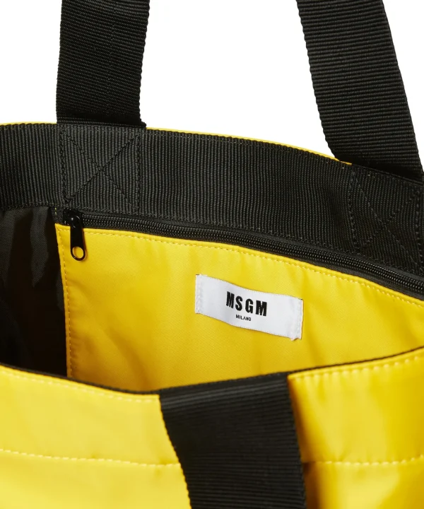 MSGM Tote In Nylon Signature Con Logo Pennellato Yellow Flash Sale