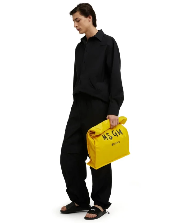 MSGM Tote In Nylon Signature Con Logo Pennellato Yellow Flash Sale