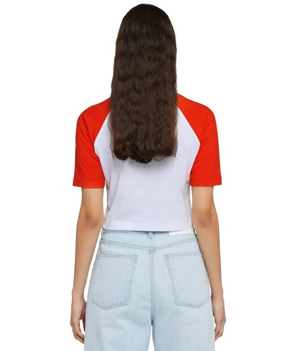 MSGM T-Shirt Crop In Cotone Con Stampa "Fun Department" Optical White Hot