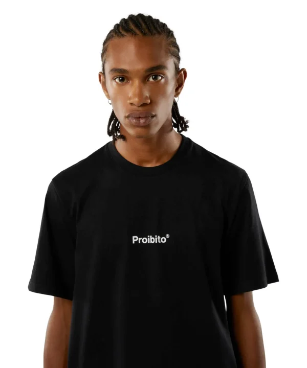 MSGM T-Shirt Girocollo Con Quote "Proibito" Black Cheap