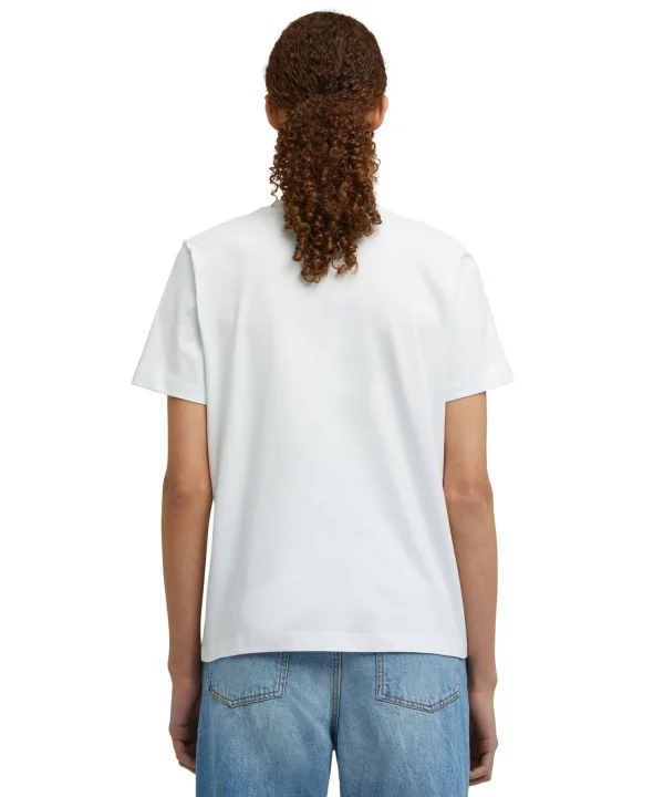 MSGM T-Shirt Girocollo In Cotone Con Micro Logo White Outlet