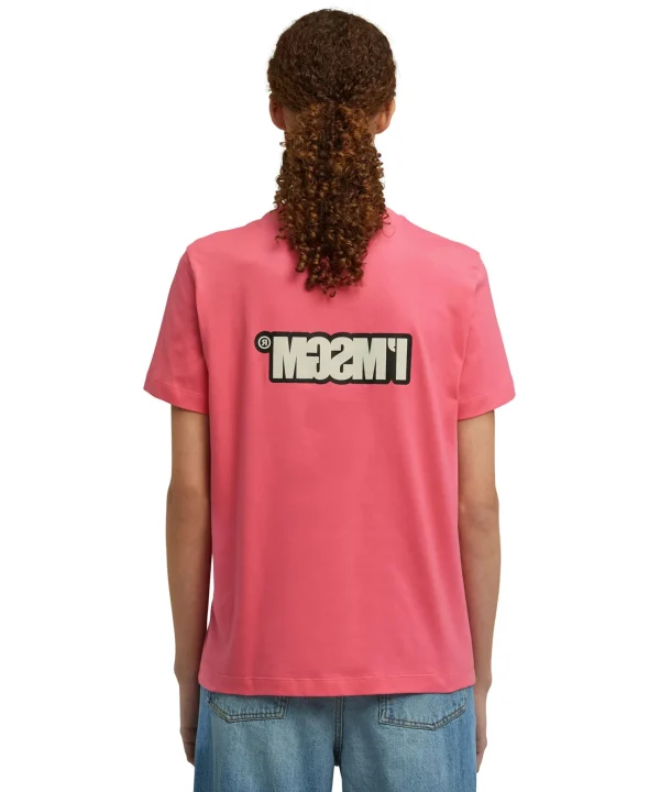 MSGM T-Shirt Girocollo In Cotone Con Logo "I'" Fucsia Online
