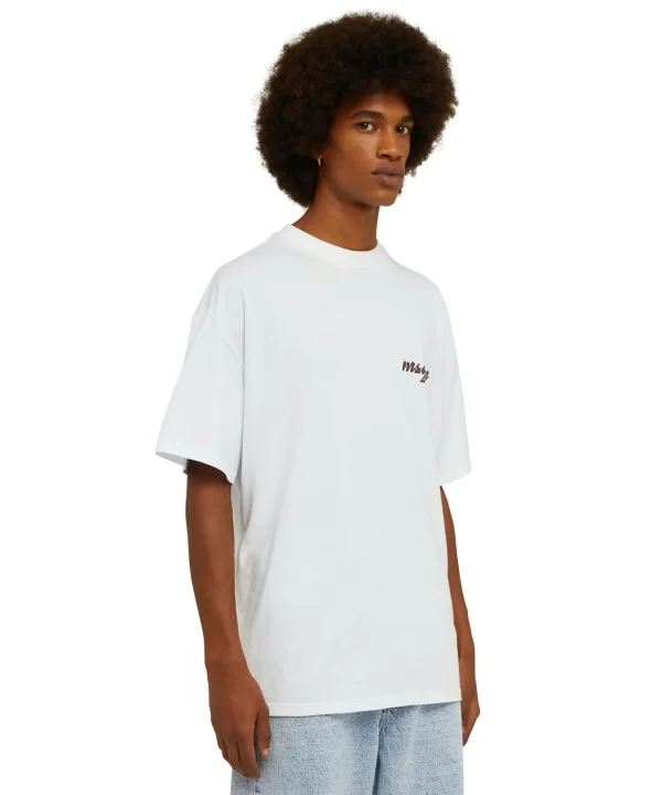 MSGM T-Shirt Girocollo In Cotone Con Logo Multicolor Corsivo Ricamato White Clearance